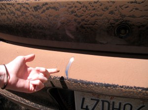 Our dusty car when we arrived!