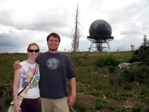 Weird communications tower, and me without makeup