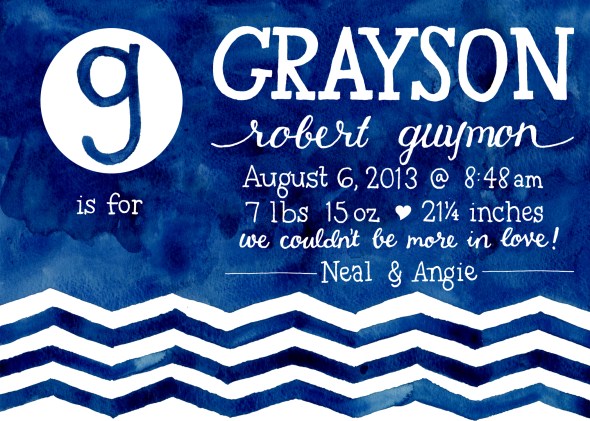 I did these for a fellow babyloss mom (surely there is another term, but I usually say "Dead Baby Club buddy" and that's maybe worse) when she and her husband were able to adopt a baby boy last year. Hooray!